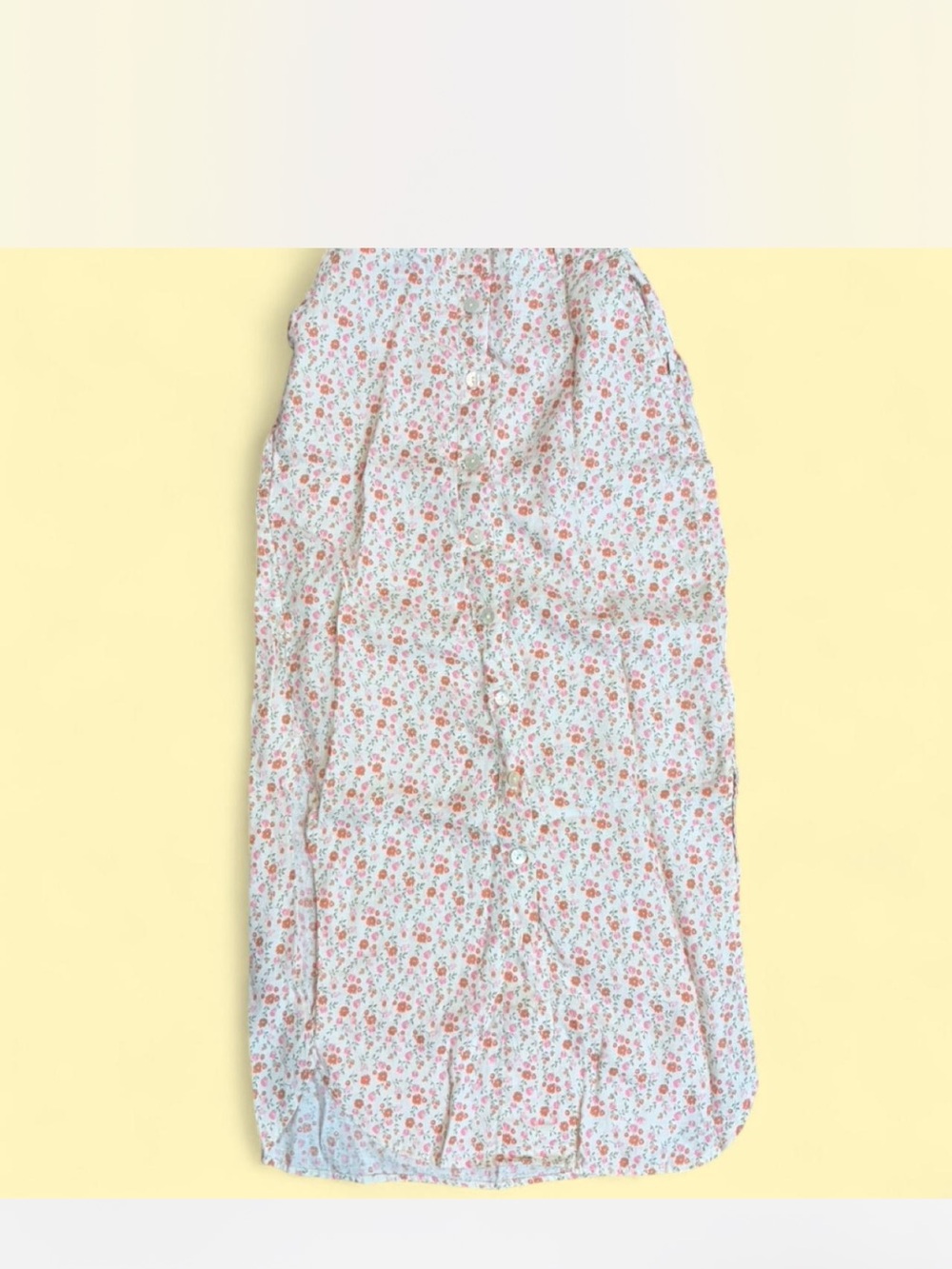 Cynthia Rowley Cream Linen Midi Skirt with Pink & Orange Floral Print